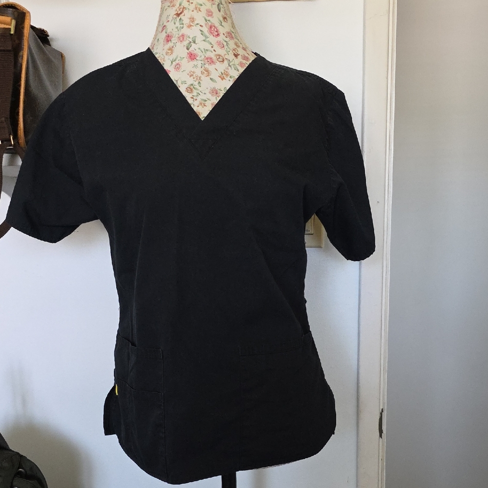Black V-Neck SCRUBS Women's Top Size SMALL